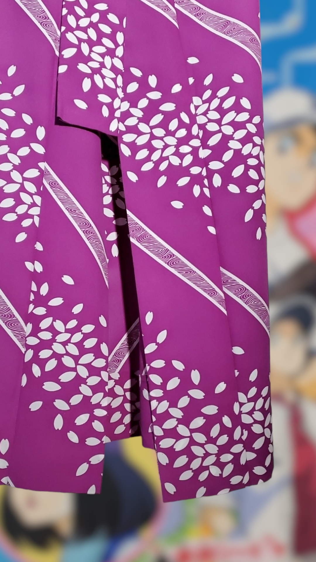 浴衣 紫地に白の桜